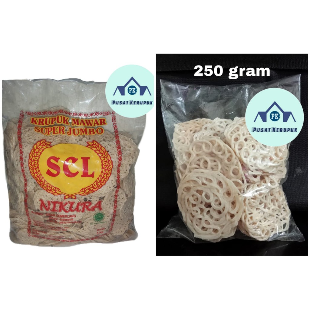 

Kerupuk SCL Besar/Krupuk Mawar Jumbo/Keripik Bunga Mentah (Repack)