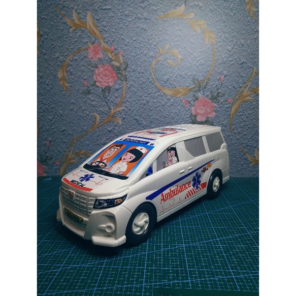 mainan anak mobil-mobilan alphard ambulans bahan plastik ukuran besar