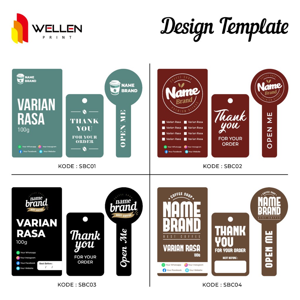 WELLEN PRINT - Sticker botol minuman transparant sticker label kopi transparan cutting label teh jamu botol spray-3