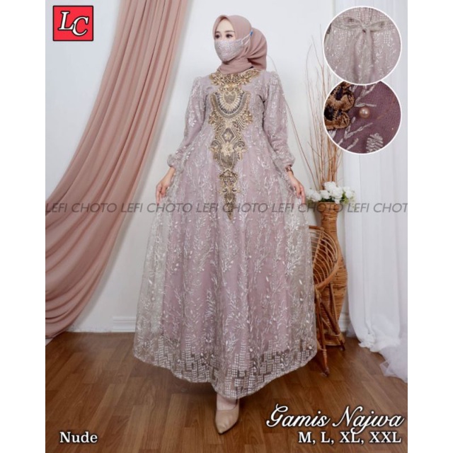 Permata Olshop / Gamis Najwa LK / Kebaya Gamis Bordir Modern Terbaru / Dress Kondangan