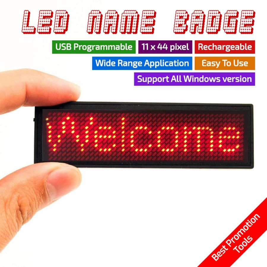 LED Name Badge Papan Nama LED Berjalan