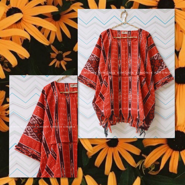 Baju Tenun (SHINTA TOP MERAH BATA)