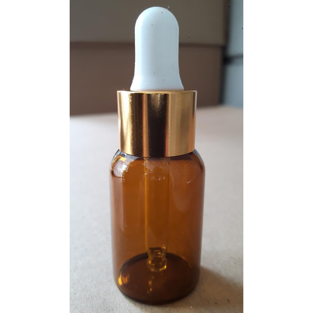 BOTOL 15 ML KACA COKLAT TIPIS PIPET GOLD
