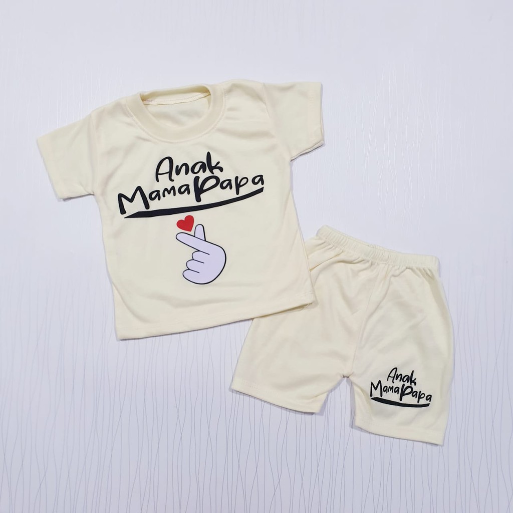 Setelan Anak Mama Papa / Baju Anak Mama Papa / Setelan Oblong Anak Cowok / Baju Bayi 0-12 Bulan