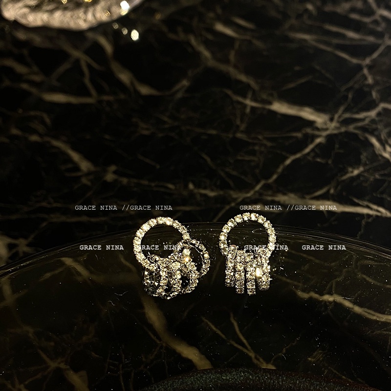 Melompat!! Anting-anting baru fashion Korea anggun online influencer anting-anting berlian elegan st