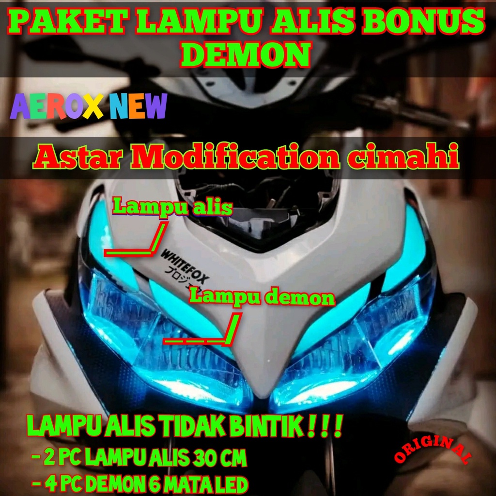 PAKET LAMPU LED ALIS MOTOR VARIO BONUS DEMON ( 2pc alis 30cm + 4pc demon ) NEON FLEKSIBEL 12V