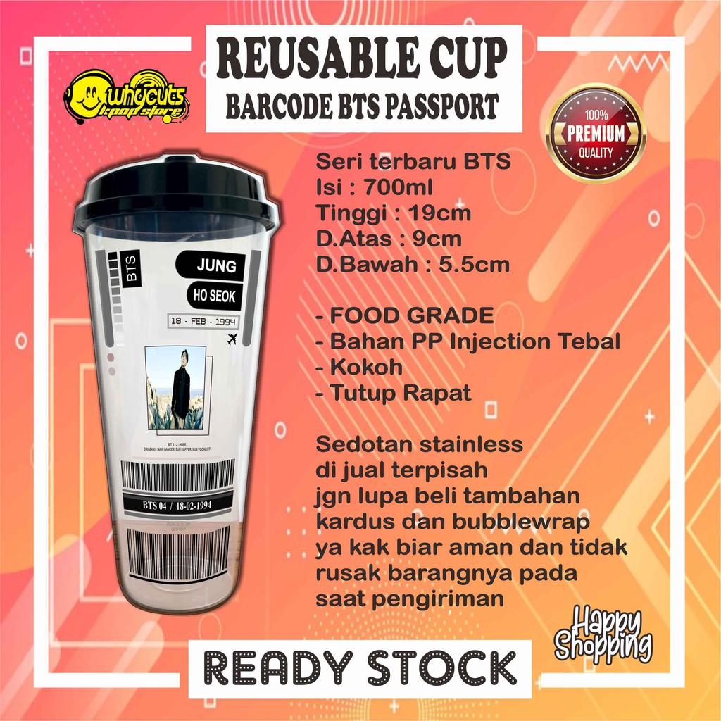 [ MHN BACA DESKRIPSI PRODUK ] Reusable Cup BTS VERSI PASSPORT WINTER (READY STOK)