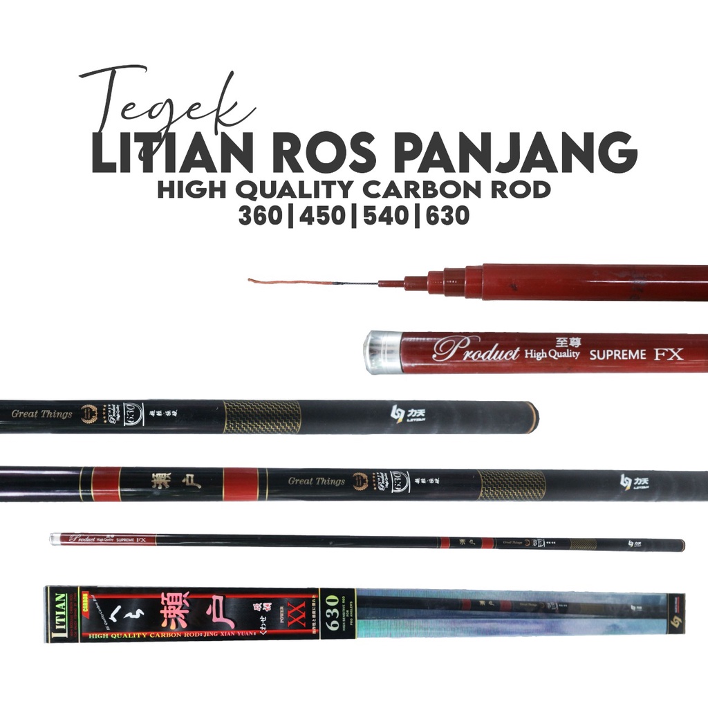 Joran Tegek Litian 360 450 540 630 Cm Carbon Material Joran Pancing Rod Fishing Anglers