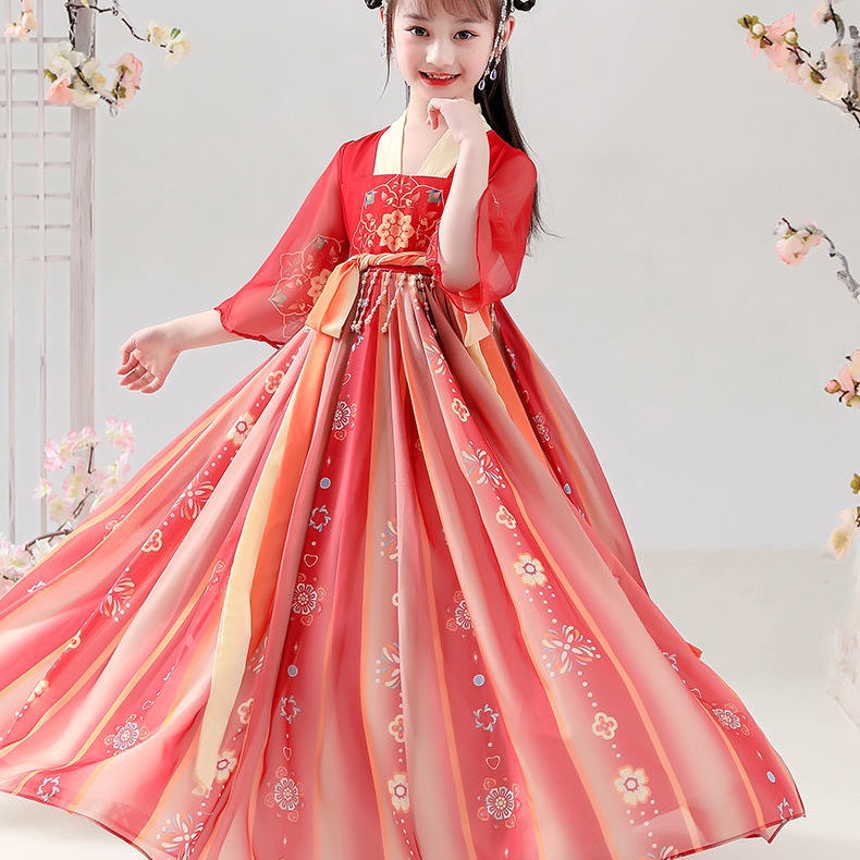 Girls' Han dress Ru skirt thin super fairy children's ancient dress little girls' Tang dress Chinese