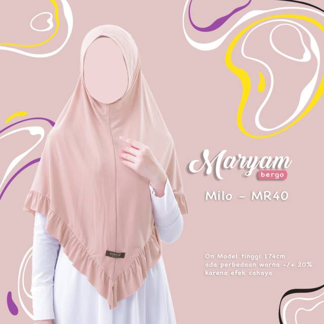 Bergo jilbab instan syari MARYAM Uwais Hijab size MOM