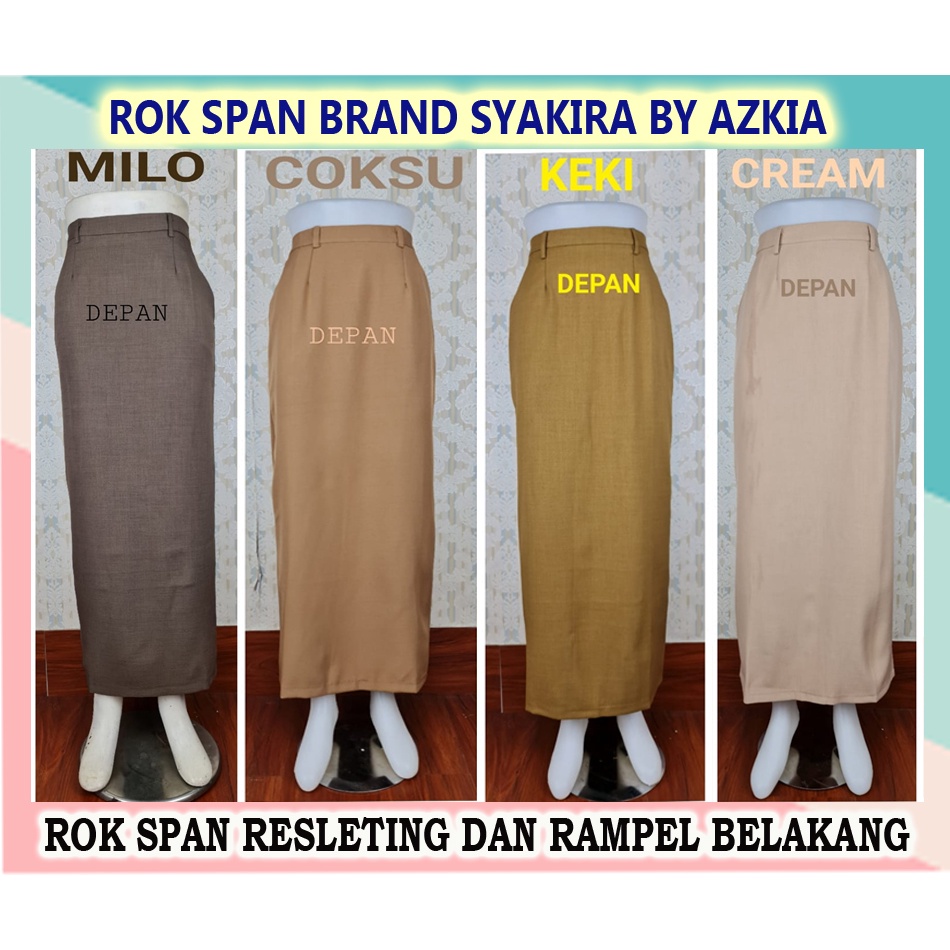 Rok Span Syakira warna coksu, dongker, hitam, maroon, milo-benhur-Rok Kerja-Rok Kantor-Rok panjang