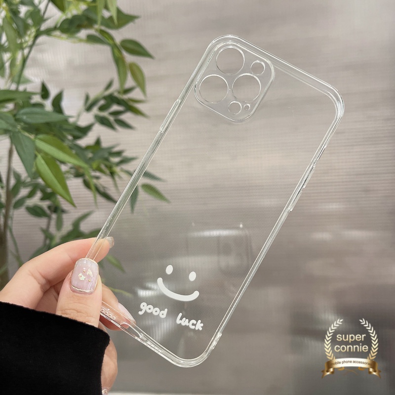TPU Soft Case Samsung A50 A22 A52 A32 A72 A21s A31 A30s M22 M32 A50s A11 M11 A12 M12 A51 A71 A20s A10s Simple Sniley Good Luck Transparent Back Cover-8