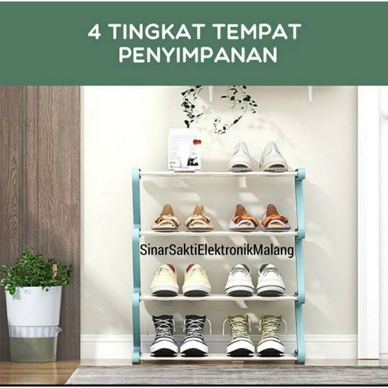 Rak Sepatu 4 Susun Stainless Besi Serbaguna Portable ZigZag Zig Zag Anti Karat