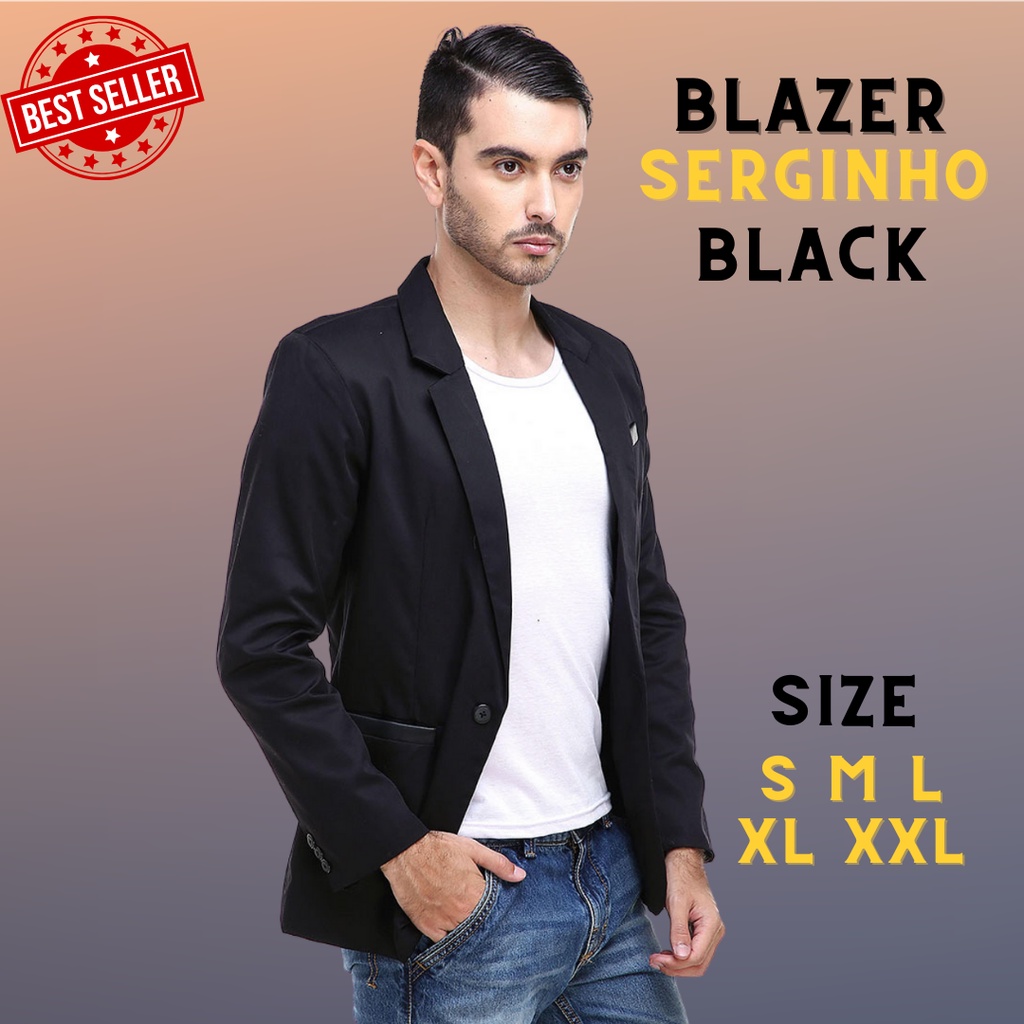 Jas Blazer Pria Hitam Slimfit Casual Korea Laki Laki / Jaz Blezzer Blezer Black Cowok Slim