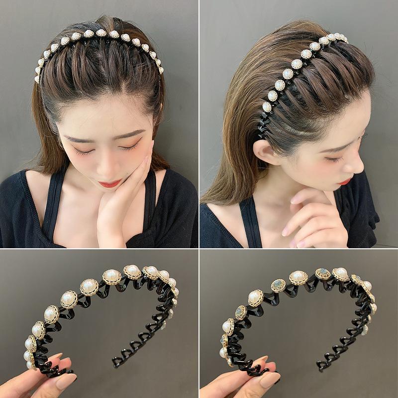 BD020 Bando Korea Terbaru Bando Korea Rambut Mutiara Cantik Elastis Elegan Original