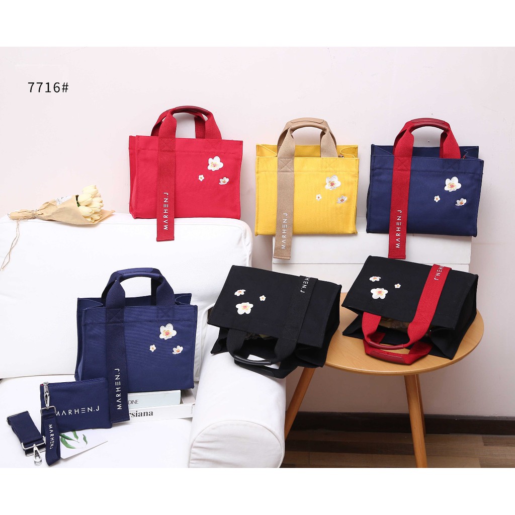 Tas Fashion Marhen J Canvas Tote Bag Flower #7716 HR TAS BATAM MURAH TAS IMPORT TAS BRANDED