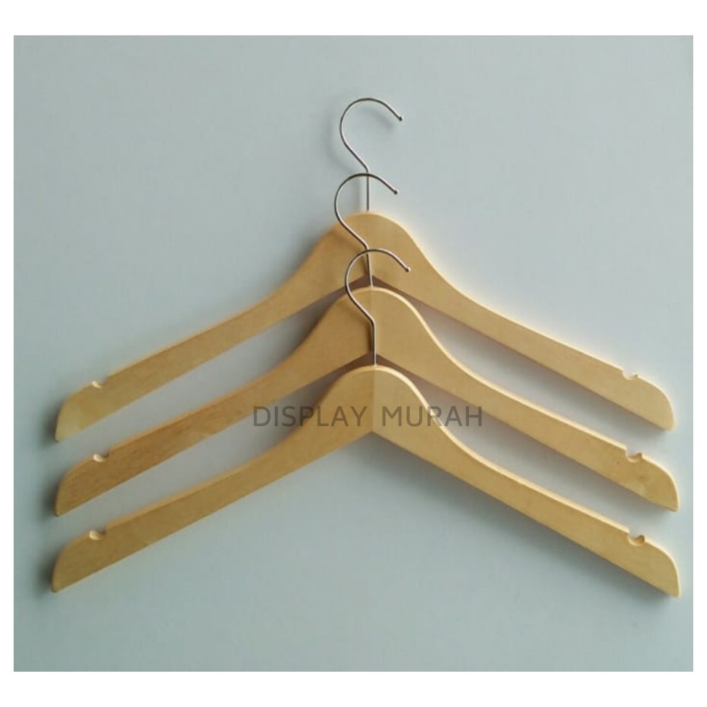 Gantungan Baju Kayu Natural Premium/Wooden Hanger Natural - BH