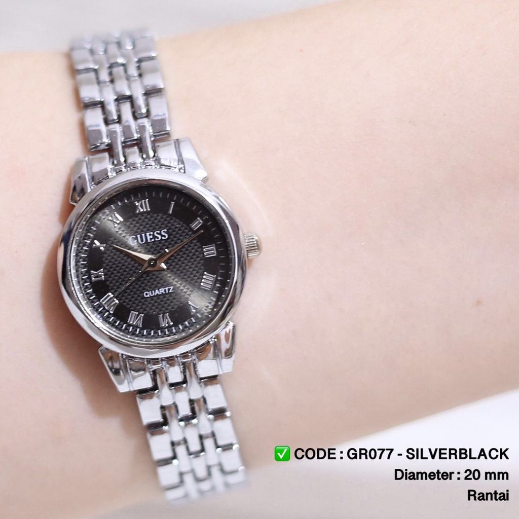 Jam tangan GUESS rantai wanita fashion cewek termurah grosir ecer stainless GR001-GR077 SILVERBLACK