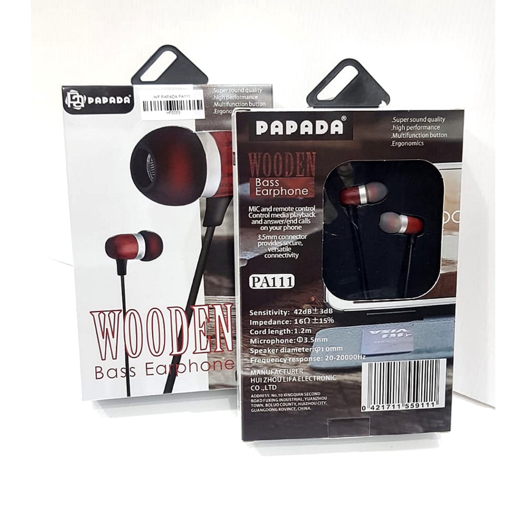 [ PA-111 ] Headset super bass Wooden Series headset branded papada pa 111