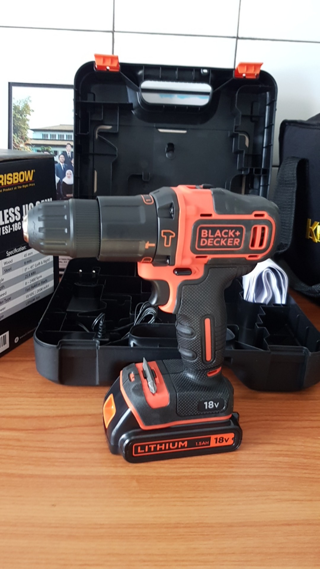 Cordless Black Decker Bdchd18k Bor Baterai 18v