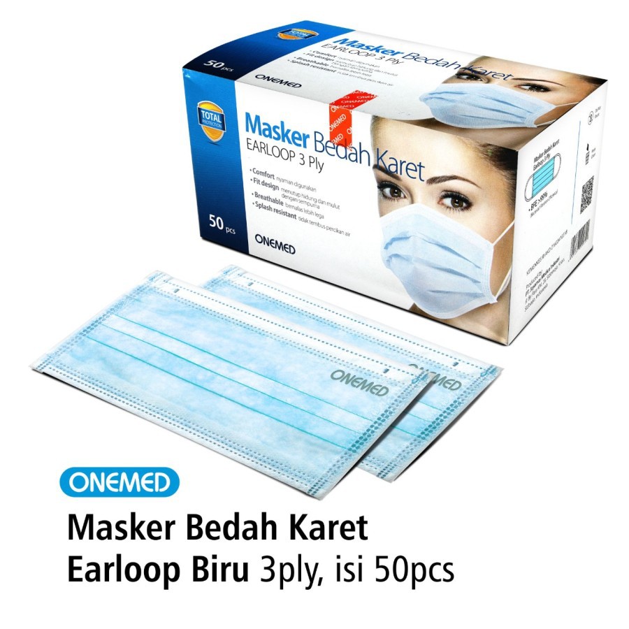 Masker Karet Biru OneMed Box 50pcs OJB