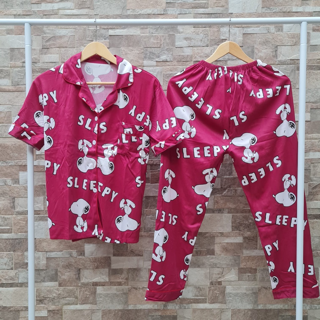 SNR - BAJU TIDUR KANCING LENGAN PENDEK CELANA PANJANG