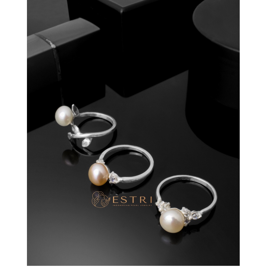 ESTRI.ID PERHIASAN TANGAN WANITA CINCIN MUTIARA LOMBOK ASLI PERAK CN885078003MUT
