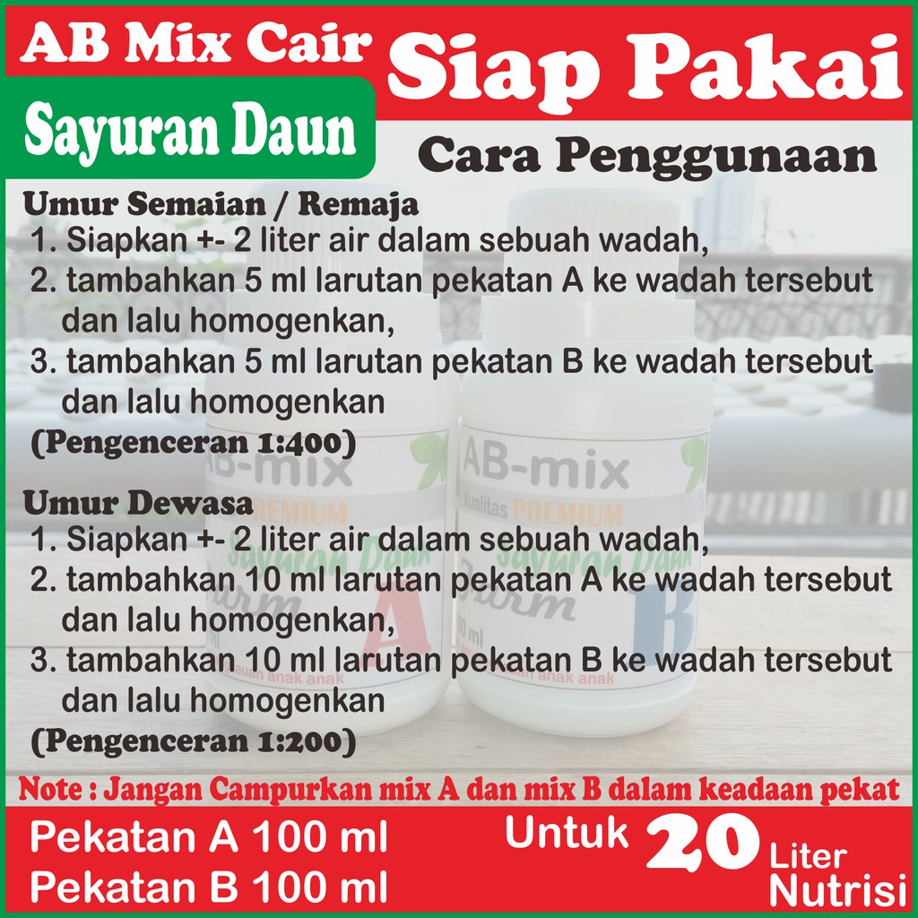 AB Mix 100 ml Cair Pupuk Nutrisi Hidroponik Sayuran Daun