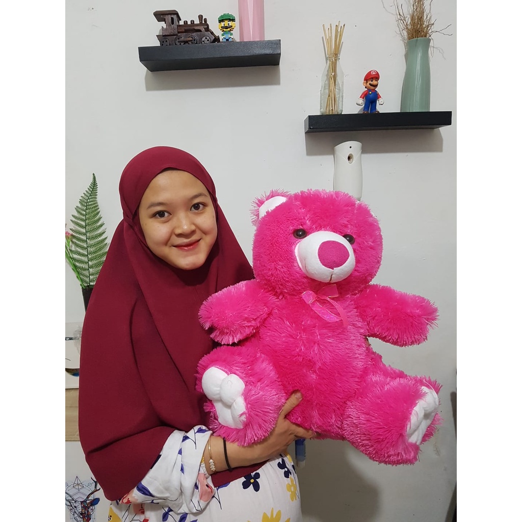 Boneka Panda Duduk Beruang Teddy Bear Duduk Bulu Jari Size L 45CM