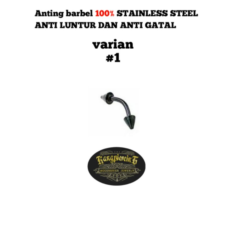 BARBEL HITAM STAINLESS STEEL 100% ANTI LUNTUR DAN ANTI KARAT