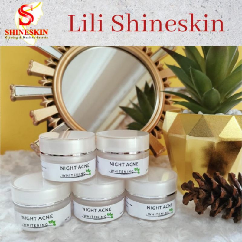 shineskin night acne whitening original(cream malam)