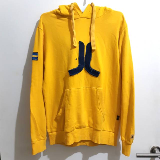 Preloved premium branded sweater hoodie pria JACK AND JILL yellow kuning rajut like new