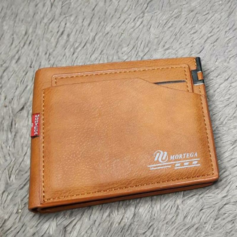 Dompet Kulit Sintetis / Dompet Eksklusive Terjangkau / Dompet Cowok Termurah-Coklat Muda