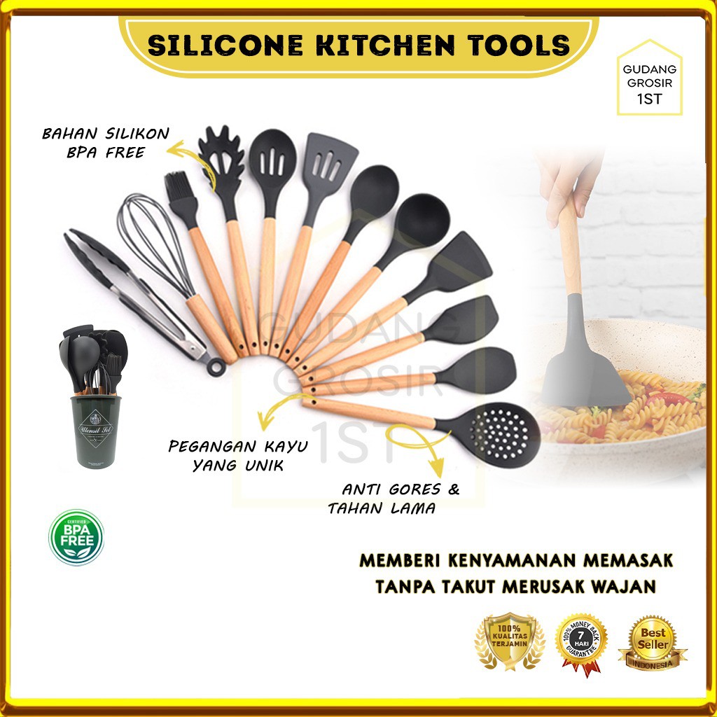 [ Hemat & Sehat ] Alat Masak Sehat Tahan Panas Silicone Kitchen tools Set Spatula Silikon BPA-Free