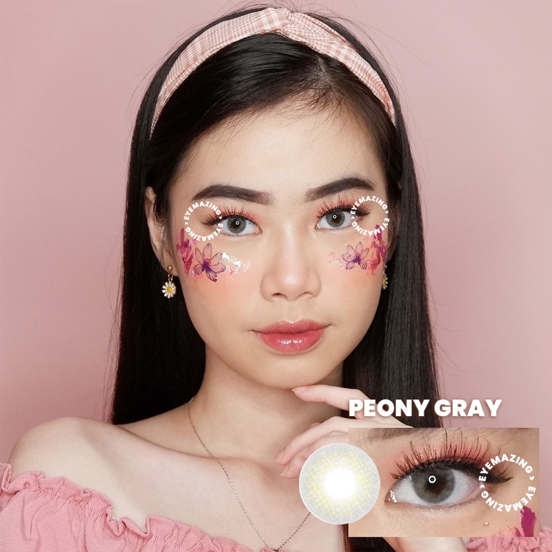 EYEMAZING Softlens - PEONY Gray / Grey / Abu Normal Minus Beda Minus