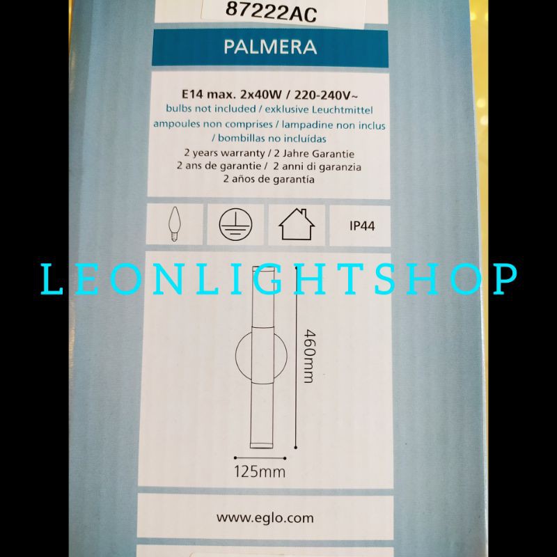 EGLO PALMERA LAMPU DINDING 2L E-14 NICKLE OPAL/ACE WALL LAMP PALMERA/ACE LAMPU HIAS DINDING OUTDOOR