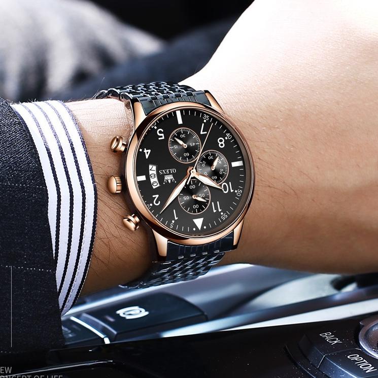 GIT» ✅Jam Tangan Pria Original Olevs 2869 Stainless steel Mewah Kuarsa Tahan Air Watch + Kotak  Mode