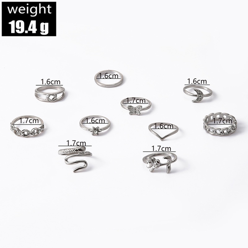 Fancyqube 6pcs / Set Cincin Model Terbuka Bentuk Ular Mawar Hollow Bahan Logam Gaya Retro Eropa Amerika Untuk Wanita