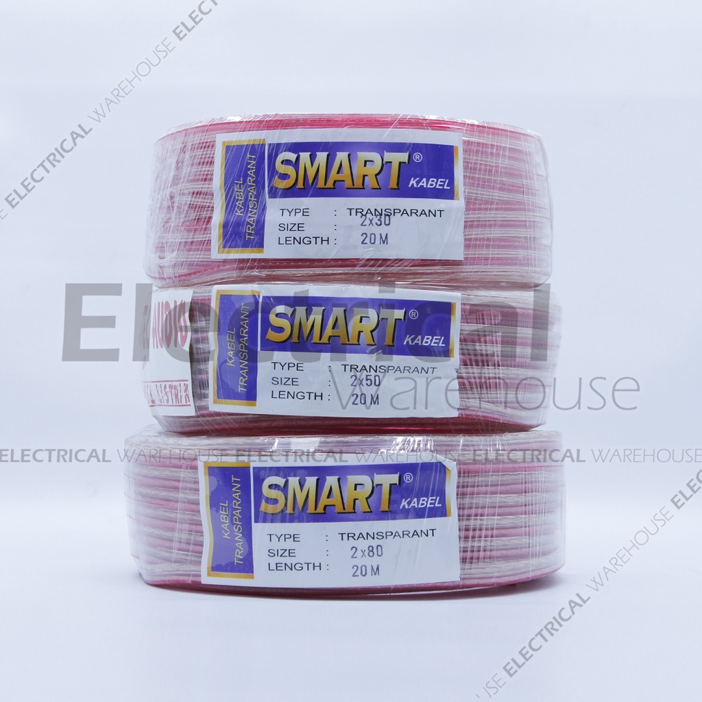 Kabel Listrik Audio Transparan Serabut 2x30 per Rol 20 Meter Full BERGARANSI (Transparant 2x30x20 Meter)