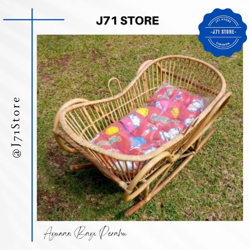 Ayunan Bayi Rotan Asli Model Perahu Free Bantal