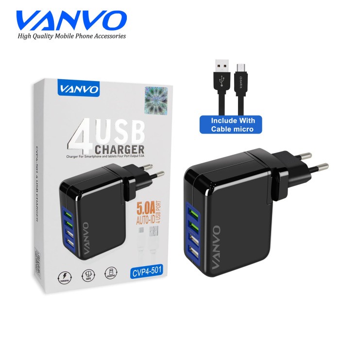 CHARGER VANVO CVP4-501 4 USB 5A