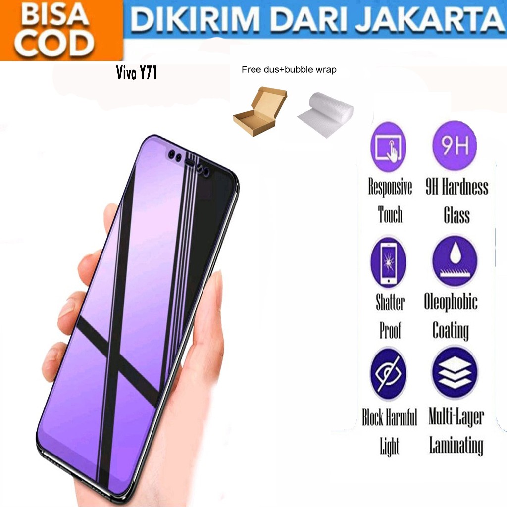 Tempered Glass Vivo Y71 Matte Blue Light Anti Gores Full Screen Full Cover Protector