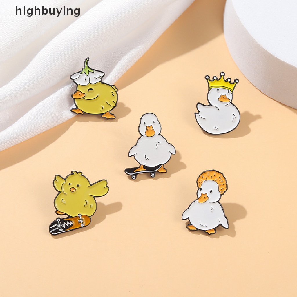 Hbid Bros Pin Enamel Desain Hewan Angsa / Bebek / Ayam / Sepatu Roda