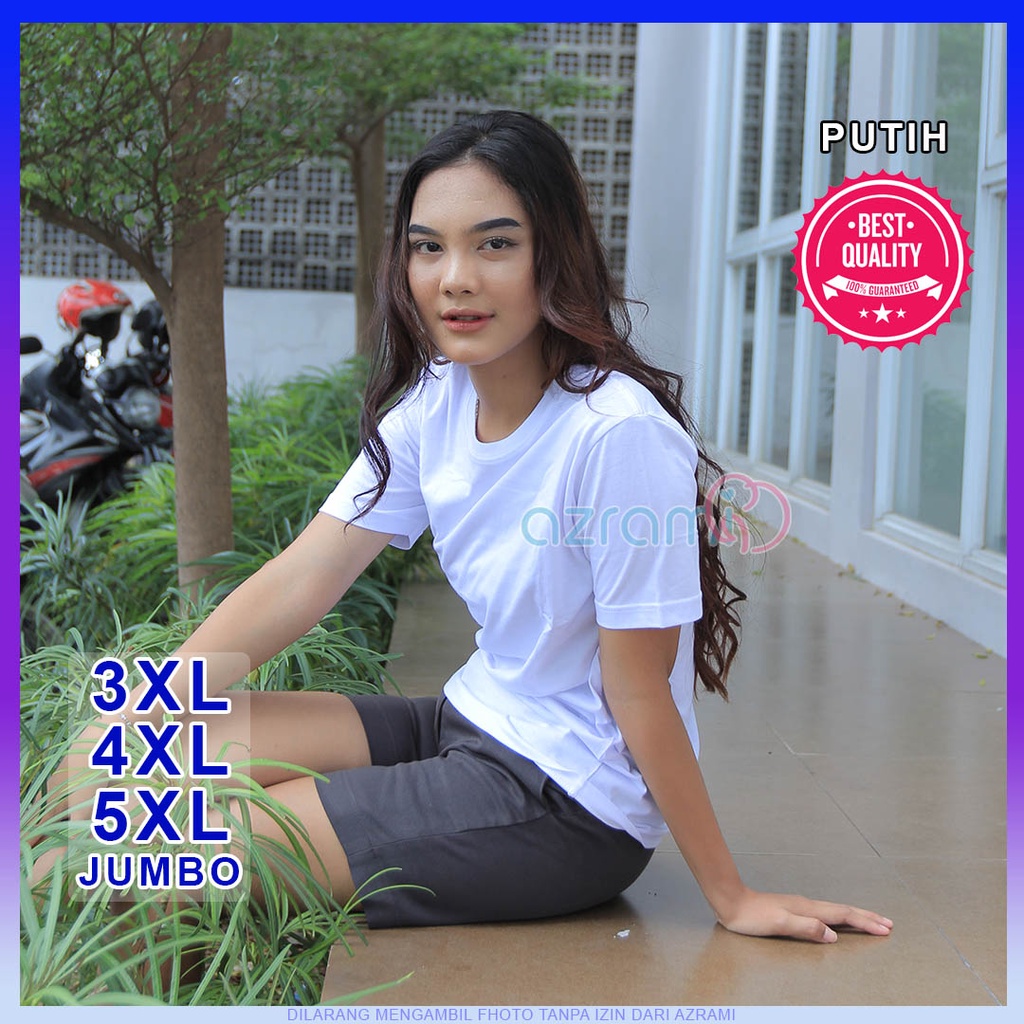 AZRAMI - Kaos Polos Wanita Lengan Pendek Jumbo Murah Warna Putih