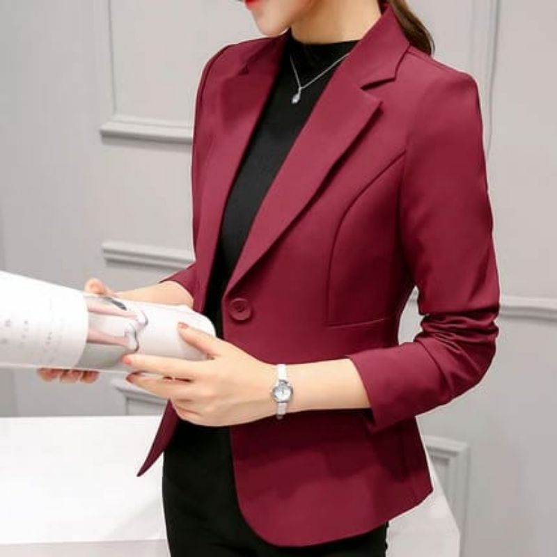 Jas Blazer Wanita Formal Blazer Lengan Panjang Blaser Wanita Jas Perempuan Feminin Blazer Femme Puti