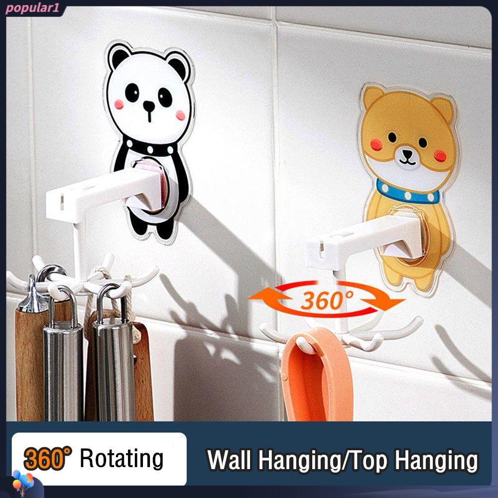 POPULAR Bathroom Accessories 360 Degrees Rotated Storage Hook Kitchen Organizer Bathroom Hook Punch-free Spoon Rack Wall Mounted Kitchen Gadgets Multifunctional Rotating Coat Hanger Self Adhesive Kitchen Utensil Rack