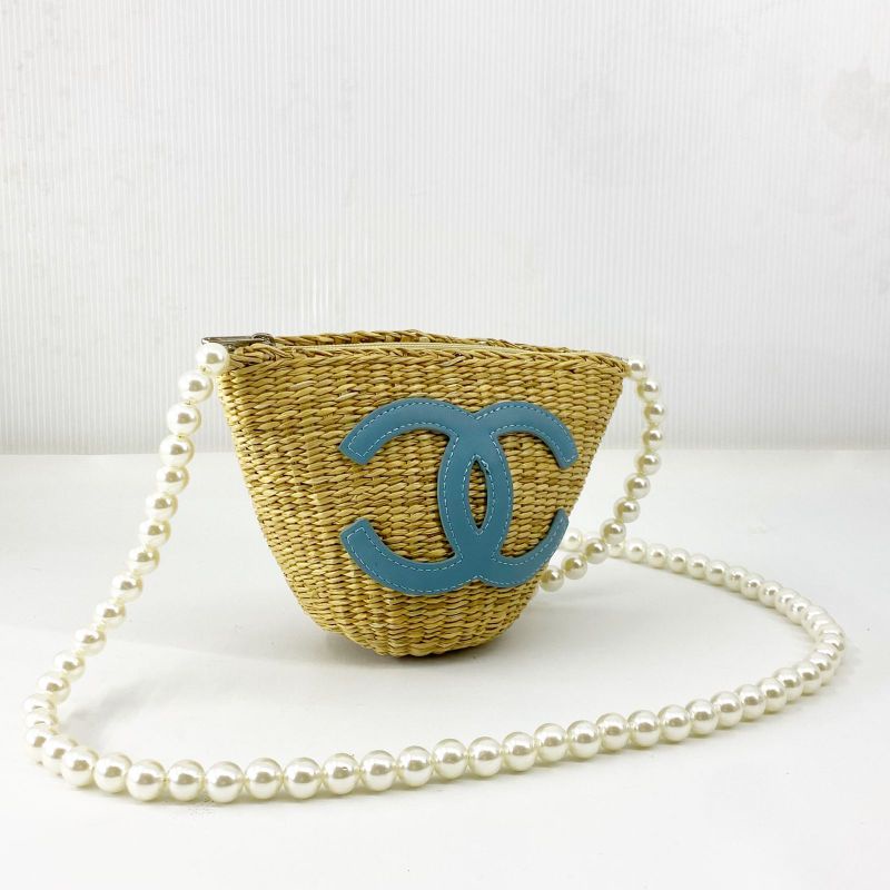 CHANEL MINI BAG RAFFIA WITH PEARL - VIN