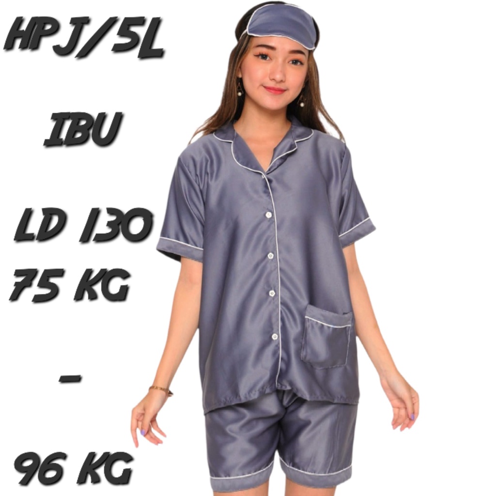 PIYAMA JUMBO / BIG SIZE SATIN LD 120 130 140 BAJU TIDUR WANITA SET CELANA