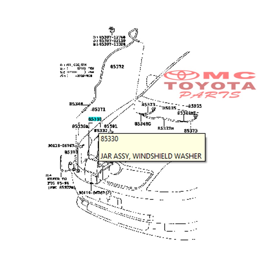 Tabung Tangki Air Wiper Corolla Altis 85315-12450