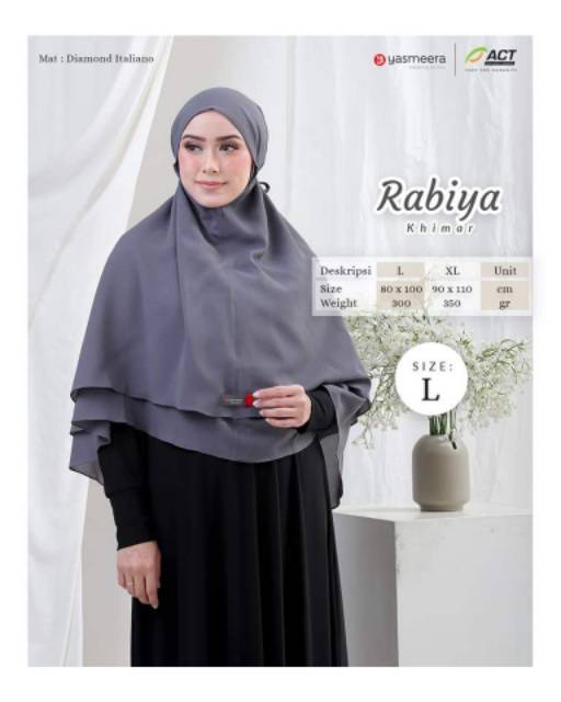 HIJAB INSTAN RABIYA KHIMAR  L &amp; XL  || YASMEERA